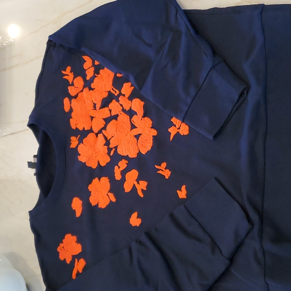 Jcrew navy and orange sweat shirt size XL